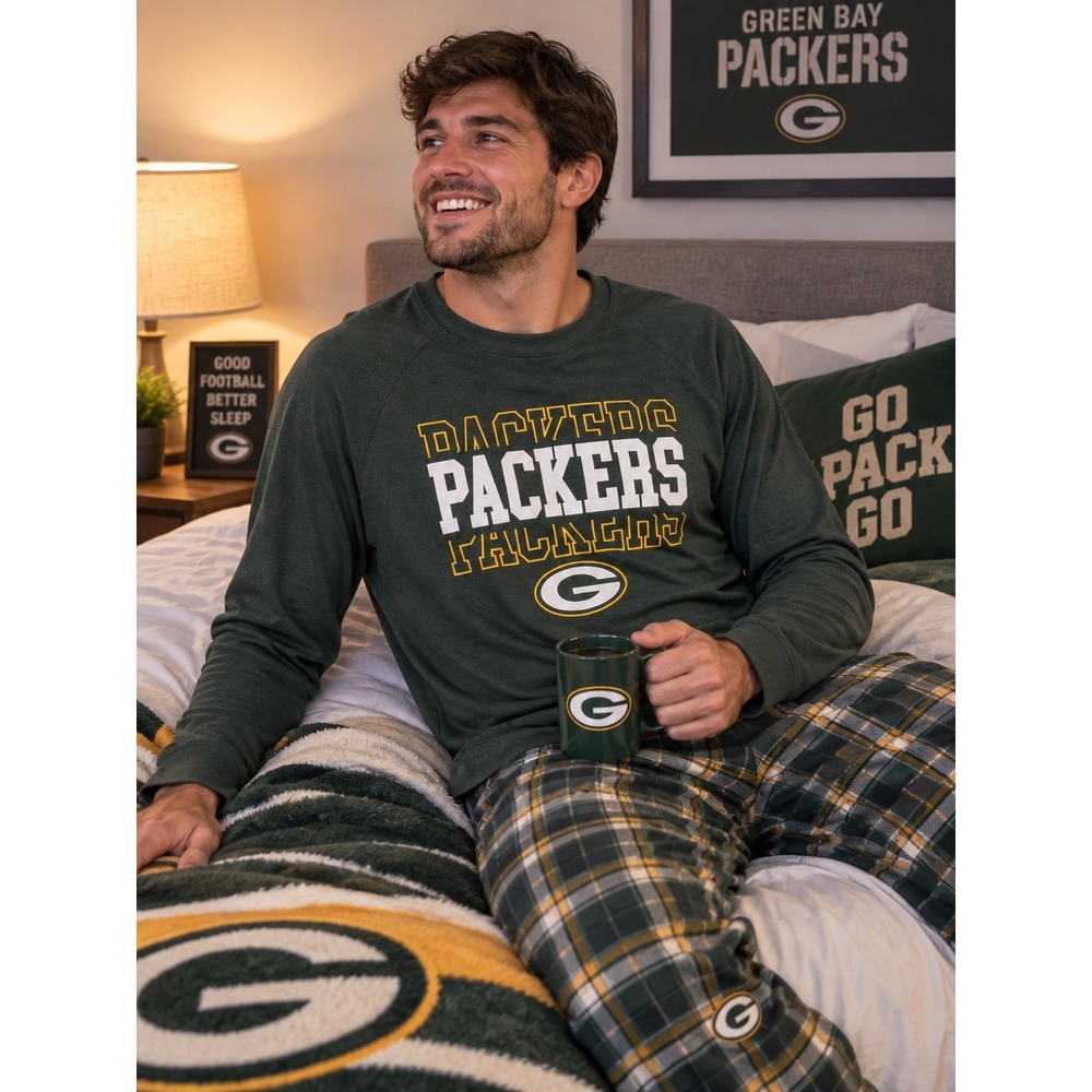 NFL Team Apparel Green Bay Packers Long Sleeve Sleep Shirt Green XL